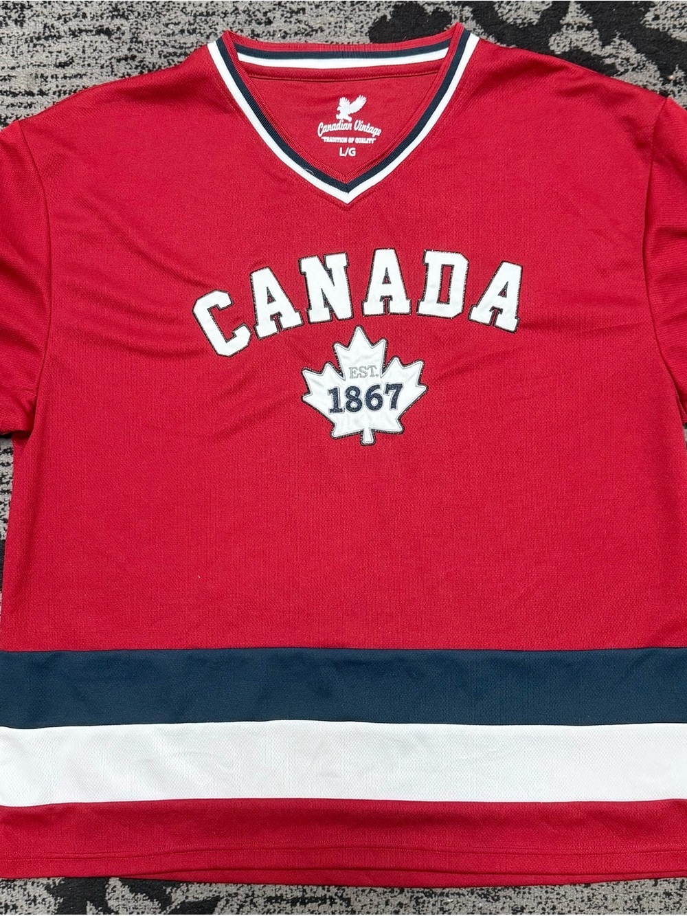 NHL Canada Red Jersey with White & Navy Accents